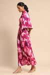 Ritu Kumar_Pink 100 % Viscose Printed Abstract Round Jumpsuit _Online_at_Aza_Fashions