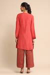 Shop_Ritu Kumar_Red 55% Linen Solid Round Kurta _at_Aza_Fashions