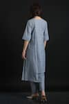 Shop_ORCR_Blue Cotton Woven Glitter Stripe Round Asymmetric Tunic With Pant  _at_Aza_Fashions