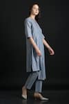 Shop_ORCR_Blue Cotton Woven Glitter Stripe Round Asymmetric Tunic With Pant  _Online_at_Aza_Fashions