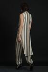 Shop_ORCR_Off White Cotton Woven Geometric Jaal Pattern Jacket With Flare Pant _at_Aza_Fashions