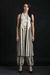 ORCR_Off White Cotton Woven Geometric Jaal Pattern Jacket With Flare Pant _Online_at_Aza_Fashions