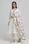 Buy_Samyukta Singhania_Off White Cotton Embellished Gota Lace V Neck Striped Sleeves Kurta Pant Set _Online_at_Aza_Fashions