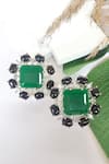 Buy_The Bling Girll_Black Emerald Floweret Glint Stud Earrings _at_Aza_Fashions