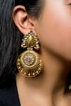 Buy_The Bling Girll_Gold Plated Batino Fleur Dangler Earrings _at_Aza_Fashions