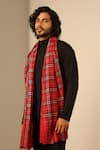 Shop_DUSALA_Red Woven Dhruv Cashmere Wool Stole _at_Aza_Fashions