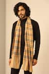 Buy_DUSALA_Yellow Woven Checks Stole _at_Aza_Fashions