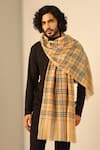 Shop_DUSALA_Yellow Woven Checks Stole _at_Aza_Fashions