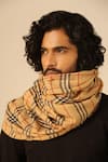 Buy_DUSALA_Yellow Woven Checks Stole _Online_at_Aza_Fashions