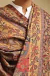 Buy_Dusala_Brown Cherry Floral Woven Shawl _Online_at_Aza_Fashions