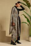 Dusala_White Aruna Flower Woven Stole_Online_at_Aza_Fashions