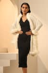 Buy_DUSALA_Off White Plain Christy Cashmere Fur Stole _at_Aza_Fashions