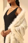 Buy_DUSALA_Off White Plain Christy Cashmere Fur Stole _Online_at_Aza_Fashions