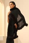 Buy_DUSALA_Black Plain Athena Cashmere Fur Stole _at_Aza_Fashions