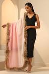 Shop_Dusala_Peach Delaney Cashmere Fur Stole _at_Aza_Fashions