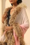 Dusala_Peach Delaney Cashmere Fur Stole _Online_at_Aza_Fashions