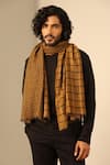 Buy_DUSALA_Yellow Woven Dhruv Cashmere Checkered Pattern Reversible Stole _at_Aza_Fashions