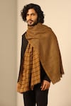 Shop_DUSALA_Yellow Woven Dhruv Cashmere Checkered Pattern Reversible Stole _at_Aza_Fashions