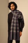 Buy_DUSALA_Grey Woven Dhruv Checkered Pattern Reversible Stole _at_Aza_Fashions