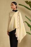 Buy_Dusala_Yellow Serah Crystal Stone Embellished Cashmere Stole_at_Aza_Fashions
