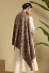 DUSALA_Grey Embroidered Kati Aari Cashmere Stole _Online_at_Aza_Fashions