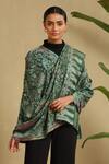 Buy_Dusala_Green Fauna Pattern Cashmere Stole_at_Aza_Fashions