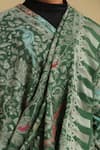 Dusala_Green Fauna Pattern Cashmere Stole_Online_at_Aza_Fashions