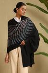 Buy_Dusala_Black Wings Embroidered Cashmere Stole _at_Aza_Fashions
