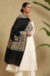 Buy_Dusala_Black Rewa Embroidered Cashmere Shawl_Online_at_Aza_Fashions