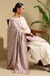 Shop_Dusala_White Rashi Floral Kani Pattern Cashmere Full Shawl _at_Aza_Fashions