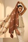 Dusala_Cream Scarlet Horse Reversible Woven Stole_Online_at_Aza_Fashions