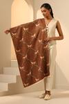 Buy_Dusala_Cream Scarlet Horse Reversible Woven Stole_Online_at_Aza_Fashions