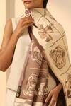Dusala_Cream Hayat Floral Woven Stole _Online_at_Aza_Fashions