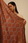 Dusala_Red Banee Hexagon Fleur Pattern Pashmina Shawl _Online_at_Aza_Fashions