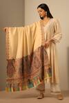 Shop_Dusala_Beige Aagya Persian Fleur Pattern Pashmina Shawl_at_Aza_Fashions