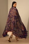 Shop_Dusala_Purple Gregoria Floral Swerve Pattern Pashmina Kani Shawl _at_Aza_Fashions