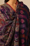 Dusala_Purple Gregoria Floral Swerve Pattern Pashmina Kani Shawl _Online_at_Aza_Fashions