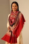 Buy_Dusala_Red Gatha Acanthus Pattern Pashmina Shawl_at_Aza_Fashions