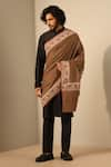 Buy_DUSALA_Brown Blossomy Adyah Border Pashmina Shawl _at_Aza_Fashions