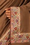 DUSALA_Brown Blossomy Adyah Border Pashmina Shawl _Online_at_Aza_Fashions