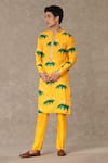 Buy_Masaba_Yellow Raw Silk Digital Printed Masakali Floral Kurta Pant Set _at_Aza_Fashions