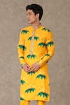 Shop_Masaba_Yellow Raw Silk Digital Printed Masakali Floral Kurta Pant Set _Online_at_Aza_Fashions