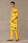 Masaba_Yellow Raw Silk Digital Printed Masakali Floral Kurta Pant Set _at_Aza_Fashions