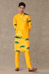 Buy_Masaba_Yellow Raw Silk Digital Printed Masakali Floral Bundi And Kurta Set _at_Aza_Fashions