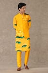 Buy_Masaba_Yellow Raw Silk Digital Printed Masakali Floral Bundi And Kurta Set _Online_at_Aza_Fashions