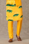 Shop_Masaba_Yellow Raw Silk Digital Printed Masakali Floral Bundi And Kurta Set _Online_at_Aza_Fashions