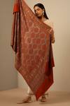Buy_Dusala_Red Banee Hexagon Fleur Pattern Pashmina Shawl _at_Aza_Fashions