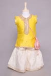 Buy_Mockingbird_Yellow Chanderi Silk Embroidered Mirror And Work Kurta Gharara Set  _at_Aza_Fashions