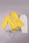 Buy_Mockingbird_Yellow Kurta Chanderi Silk Embroidered Mirrorwork Floral With Pyjama _at_Aza_Fashions