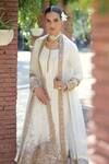 Shop_Talking Threads_Ivory Silk Organza, Spandex Beads, Sequins Floral Marodi Embroidered Kurta Set _Online_at_Aza_Fashions